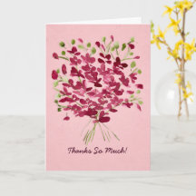 Whimsical Pink Watercolor Floral Bouquet Thank You