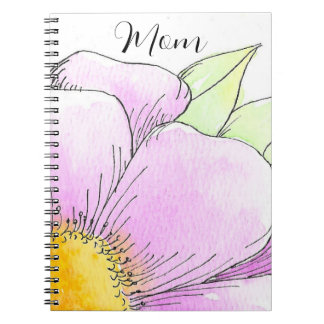 Whimsical Pink Watercolor Flower Notebook