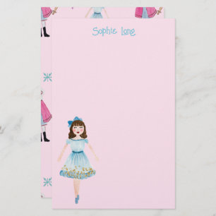 Whimsical Pink Watercolor Nutcracker Clara Stationery