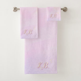 Whimsical Pink Watercolored College Dorm Essential Bath Towel Set