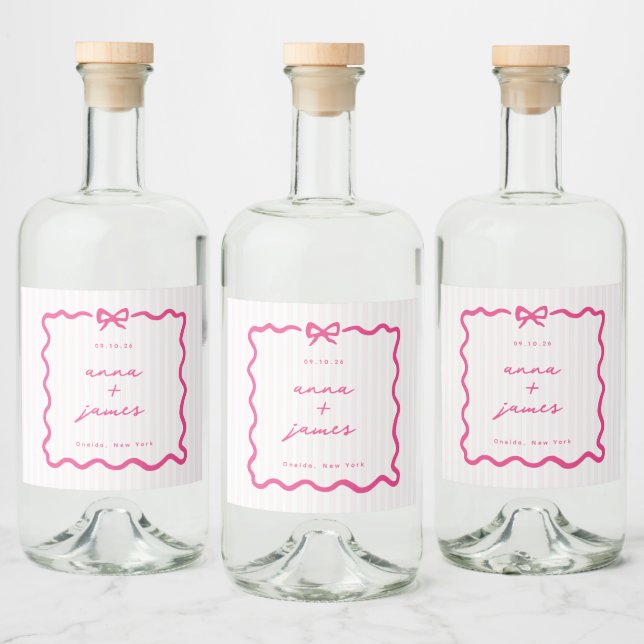 Whimsical Pink Wedding Liquor Bottle Label (Bottles)