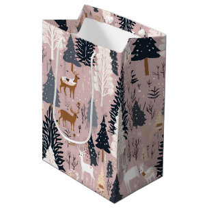 Whimsical Pink Winter Landscape (3) Medium Gift Bag