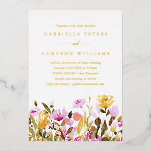 Whimsical Pink Yellow Watercolor Floral Wedding