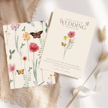 Whimsical Pink Yellow Wildflower Butterfly Wedding
