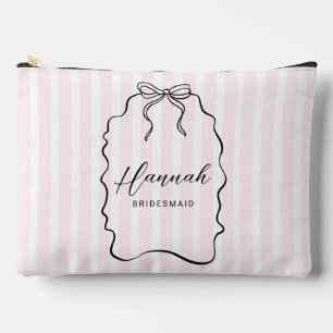 Whimsical Pinstripe Bow Wedding Accessory Pouch