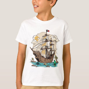 Whimsical Pirate Ship with Patron Tshirt. T-Shirt