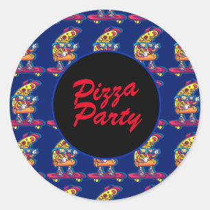 Whimsical Pizza Party Classic Round Sticker