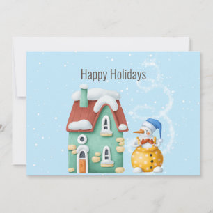 Whimsical Plasticine Snowman Customisable Holiday Card