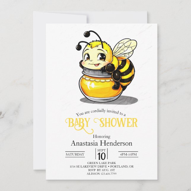 Whimsical Playful Bee Baby Shower Invitation (Front)
