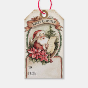 Whimsical Poinsettia Santa To From Christmas Gift Tags