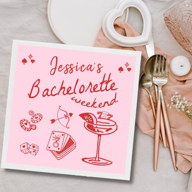 Whimsical Poker Cocktail Bachelorette Party Napkin (Creator Uploaded)