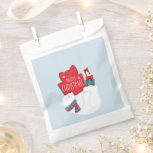 Whimsical Polar Bear and Presents Christmas Favour Bags