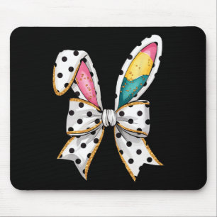 Whimsical Polka Dot Bow Ears Easter Sunday Mouse Pad