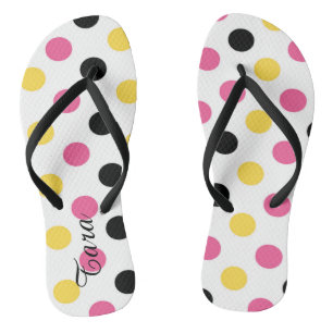 Whimsical Polka Dots Personalised Flip Flops