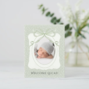 Whimsical Polkadot Baby Birth Announcement Postcard