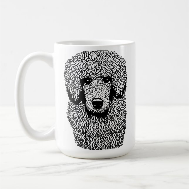 Whimsical Poodle Dog Head Animals Pets art Coffee Mug (Left)