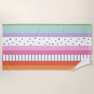 Whimsical Pop Stripes Beach Towel
