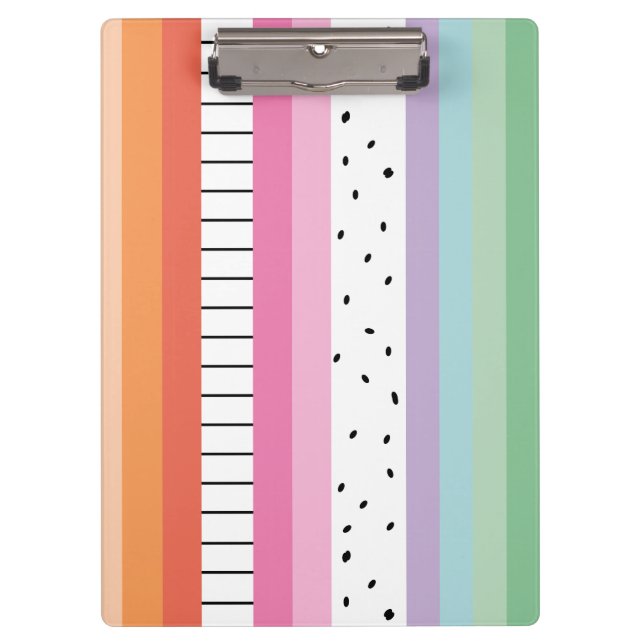 Whimsical Pop Stripes Clipboard (Front)