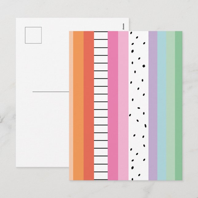 Whimsical Pop Stripes Holiday Postcard (Front/Back)