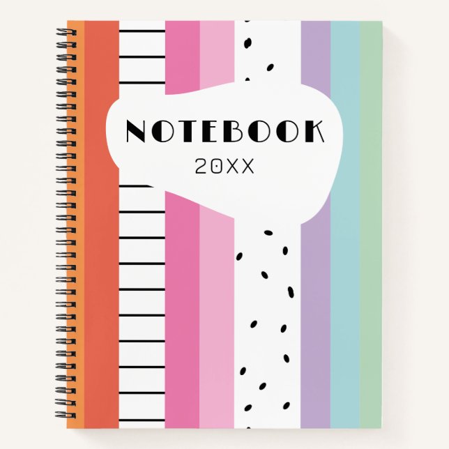 Whimsical Pop Stripes Notebook (Front)