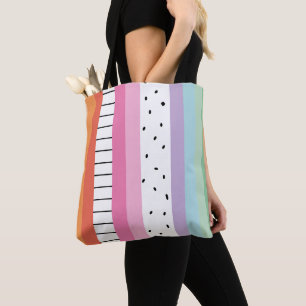 Whimsical Pop Stripes Tote Bag