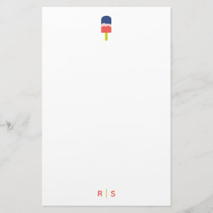 Whimsical Popsicle Coral Personalised Monogram Stationery