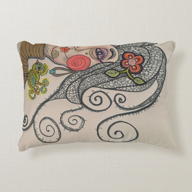 Whimsical Portrait Decorative Cushion (Front)