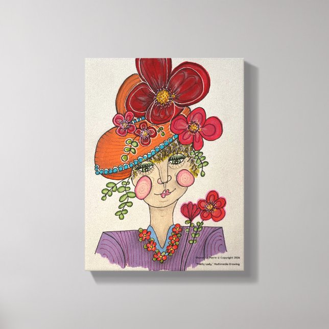Whimsical Portrait of "Pretty Lady" Canvas Print (Front)