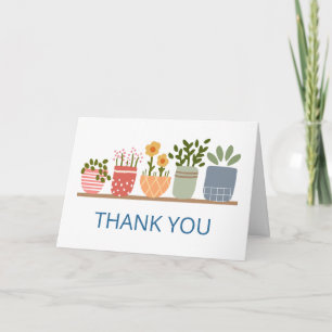 Whimsical Potted Flowers Garden Lover Thank You Card