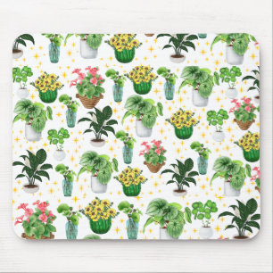 Whimsical Potted Plants Blanket Mouse Pad