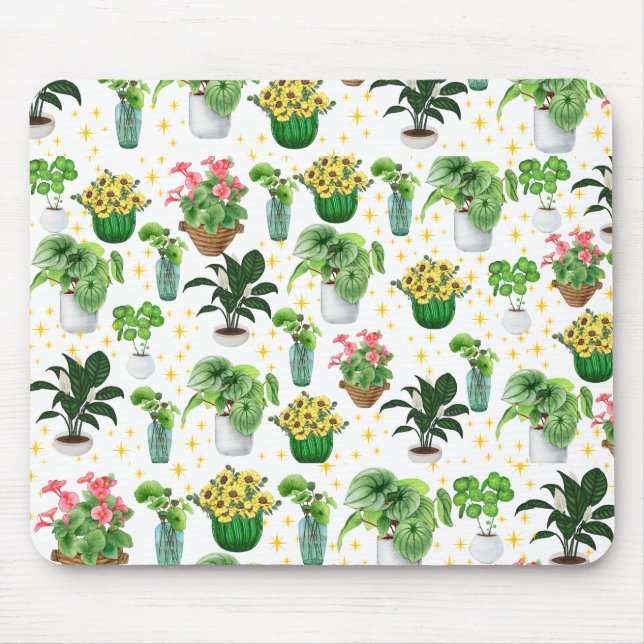 Whimsical Potted Plants Blanket Mouse Pad (Front)