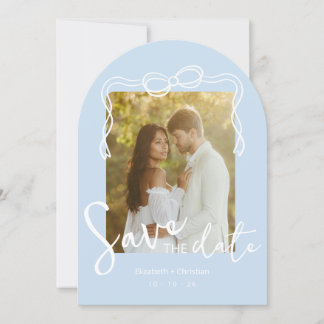 Whimsical Powder Blue Arched Photo Save the Date Invitation