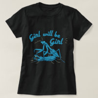 Whimsical Praying Mantis Design with Bold Letterin