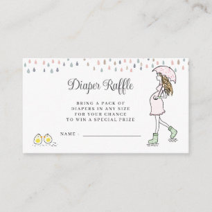 Whimsical Pregnant Mom Baby Shower Diaper Raffle Enclosure Card