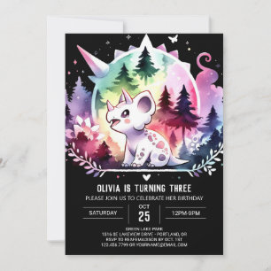 Whimsical Prehistoric Triceratops Birthday Invitation