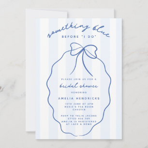 Whimsical Preppy Something Blue Bridal Shower Invitation