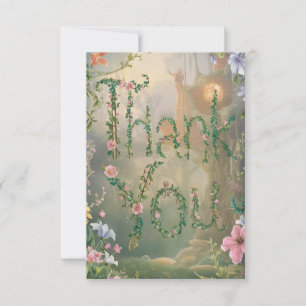 Whimsical Pretty Forest Woodland Thank You Card