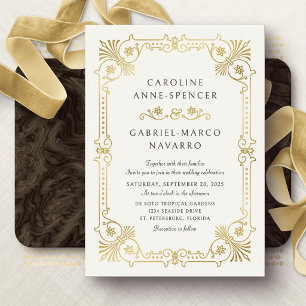 Whimsical Pretty Vintage Wedding Foil Invitation