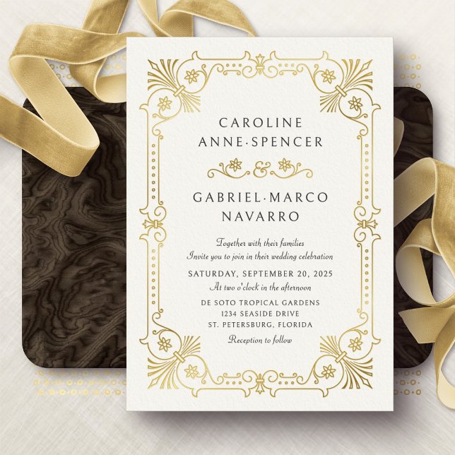 Whimsical Pretty Vintage Wedding Foil Invitation (Creator Uploaded)