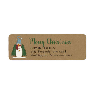 Whimsical Primitive Country Snowman Return Address