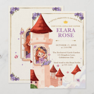 Whimsical Princess Castle Baby Shower Storybook Invitation