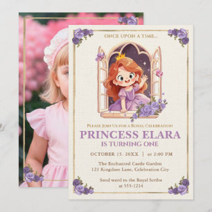 Whimsical Princess Castle First Birthday Photo Invitation