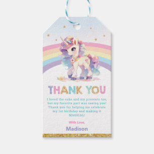 Whimsical Princess Unicorn Rainbow Birthday Favour Gift Tags