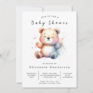 Whimsical Printable Bear Baby Shower Invitation