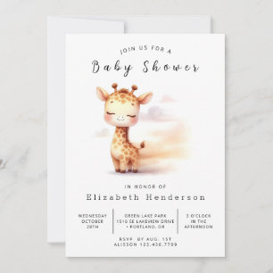Whimsical Printable Giraffe Baby Shower Invitation