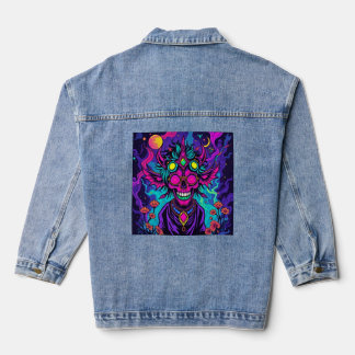 Whimsical Psychedelic Alien - Retro Art Denim Jacket