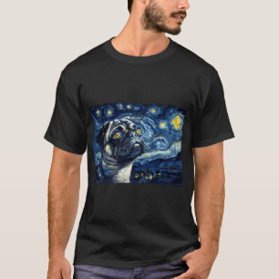 Whimsical Pug in a Starry Night Dreamscape T-Shirt