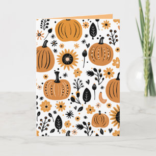 Whimsical pumpkin and fall flower personalised  invitation