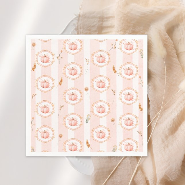 Whimsical Pumpkin Fall Floral Baby Shower Napkin (Creator Uploaded)
