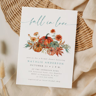 Whimsical Pumpkin Fall in Love Bridal Shower Invitation